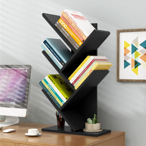 Gymax 5-Tier Tree Bookshelf with Wooden Drawer Display Storage