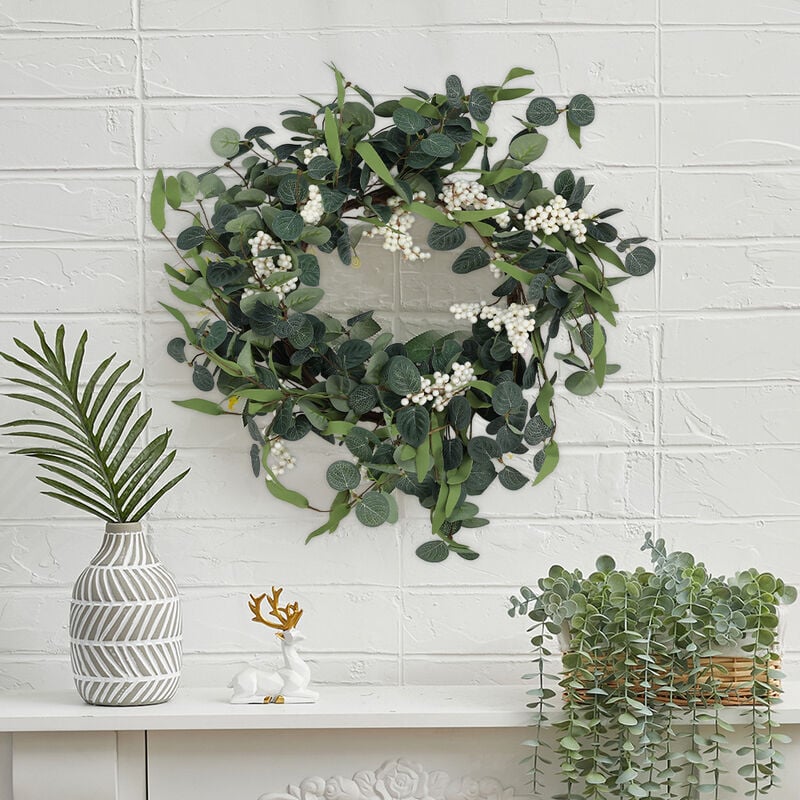 55CM Artificial Topiary Wreath Eucalyptus Leaf Door Decor