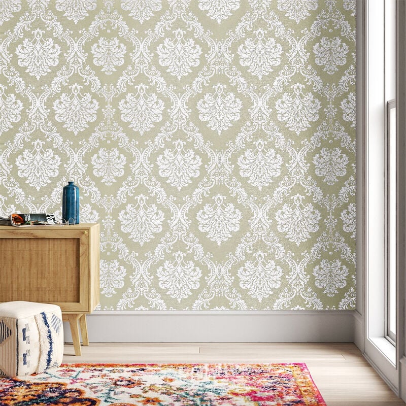 Livingandhome - 5m Retro Flower Textured pvc Wallpaper Roll