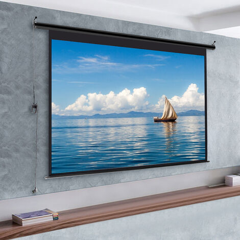 72-120" Electric Pull-Down Projector Screen 4:3 White Matte Home Cinema