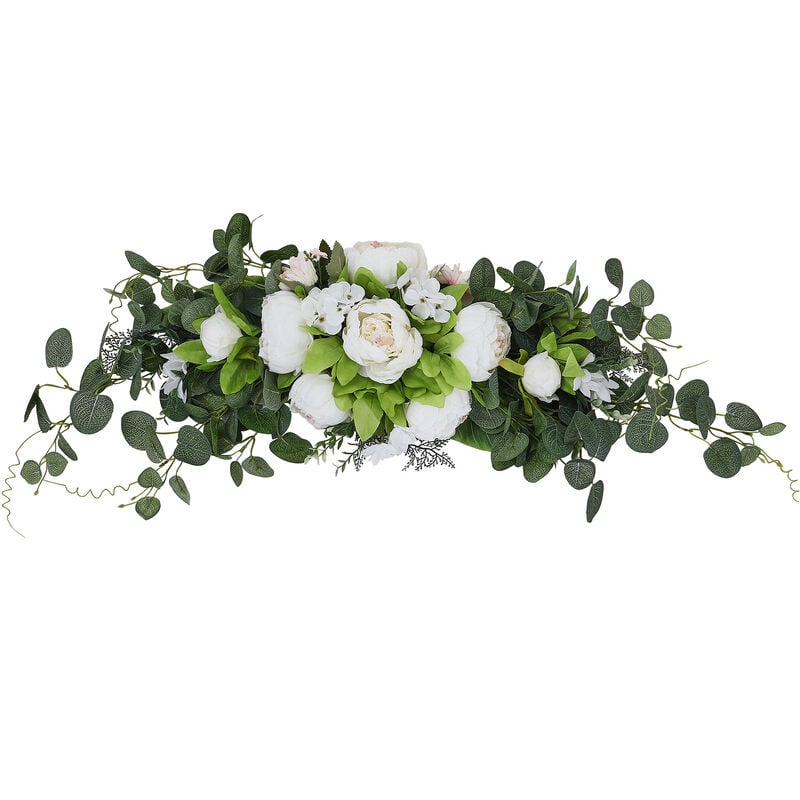 Artificial White Floral Peony Flower Wreaths for Door Wedding Decor