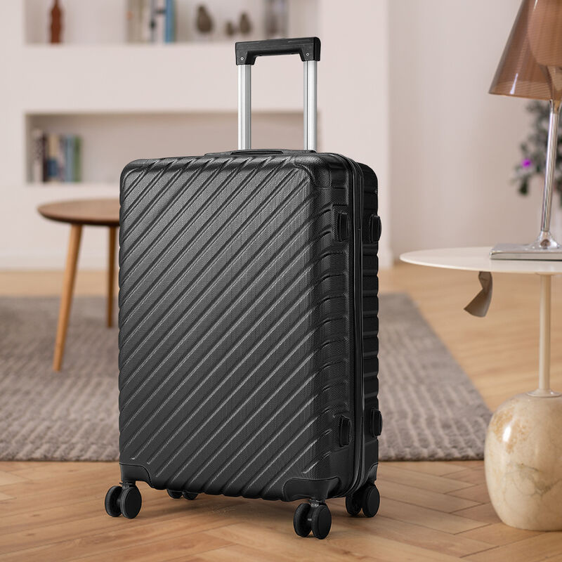 Livingandhome - Black 20 inch Lightweight Hardside Travel Suitcase with Wheels