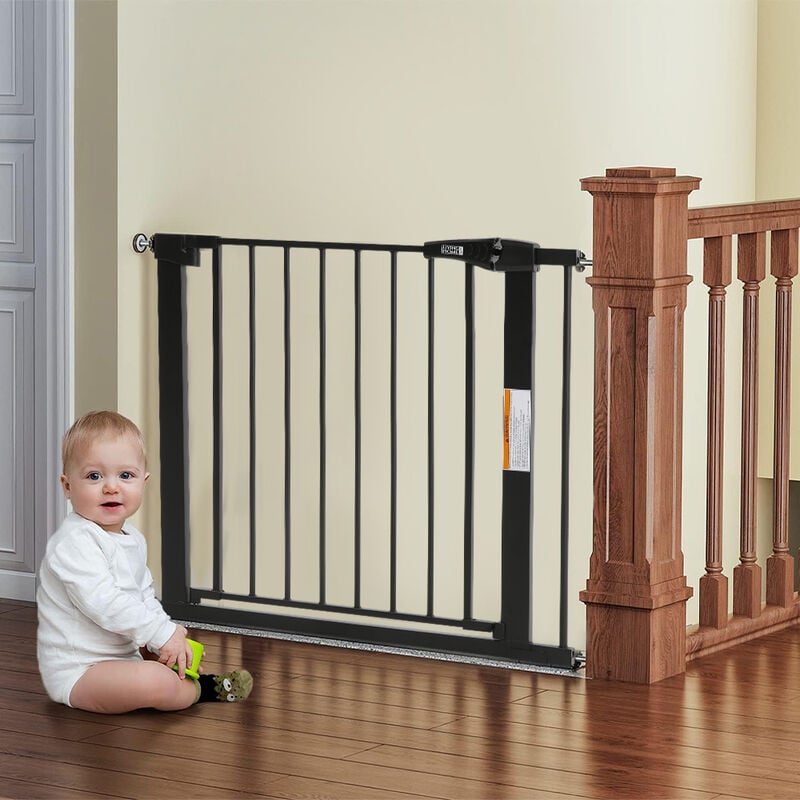 Livingandhome - Black 77cm Pressure Fixed Stair Gate Safety Gate