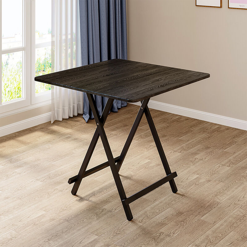 Black 80x80cm Folding Wooden Dining Table