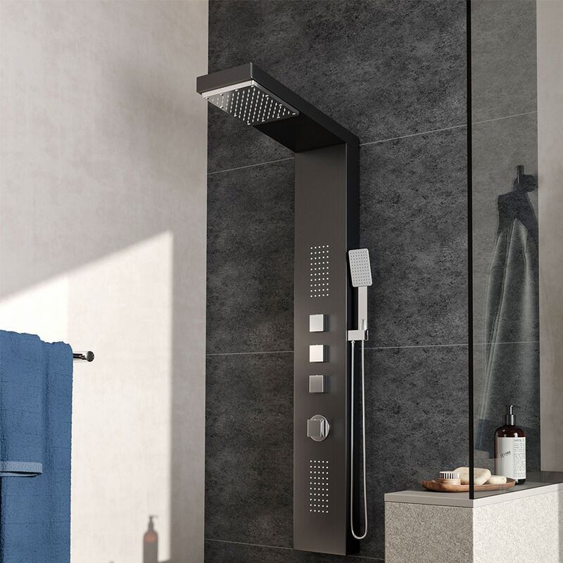 Black Stainless Steel Exposed Shower Tower Panel