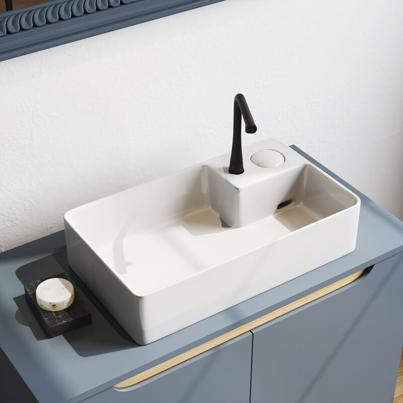 Ceramic Bathroom Sink Countertop Basin with Drain