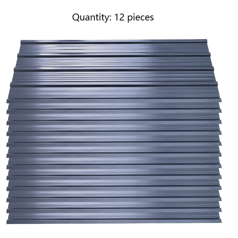Livingandhome Charcoal Black Set of 12 Steel Corrugated Panels