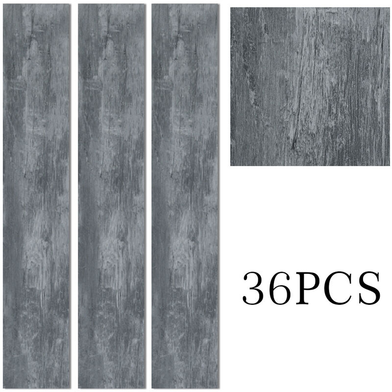 Livingandhome - Dark Grey Rustic Style Wood Plank pvc Laminate Flooring, 5 Square