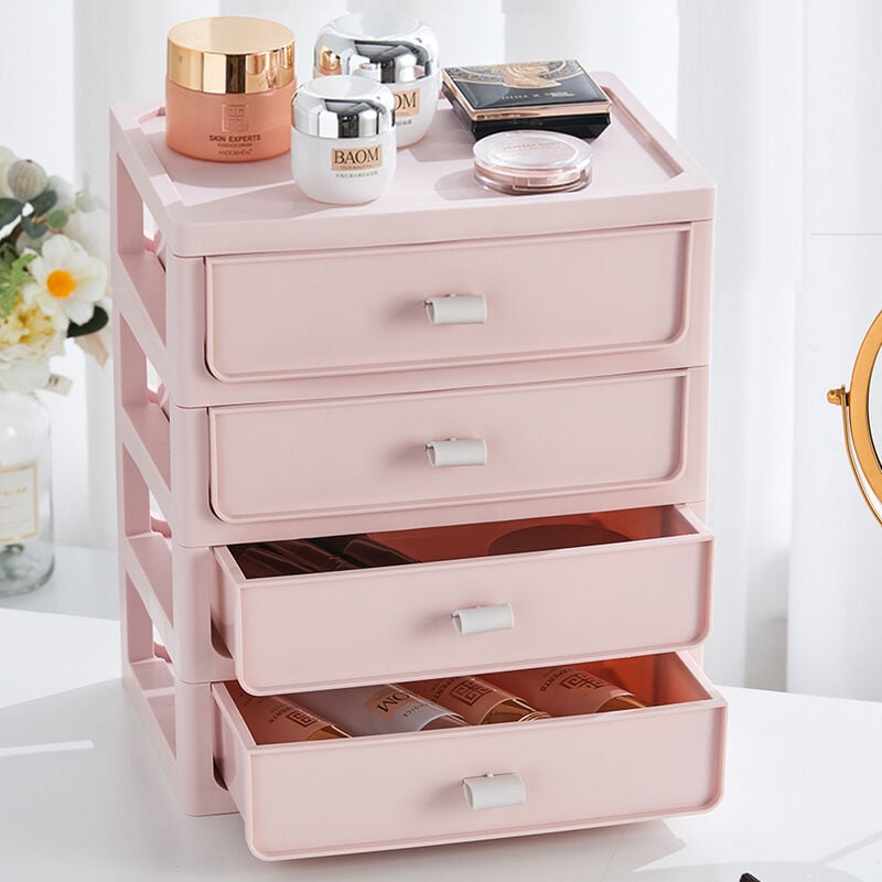 Livingandhome - Desktop Stationery Cosmetic Storage Box with Four Drawers