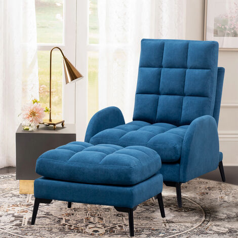 Frosted Velvet Recliner Chair with Footstool