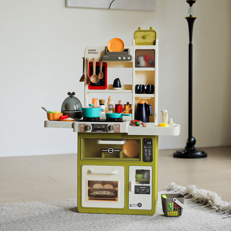 Image of Green Mini Play Kitchen Set With 63PCS Kitchen Accessories