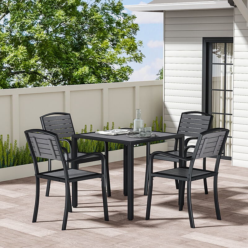 Grey 4 Seater Garden Dining Table and Chairs Set