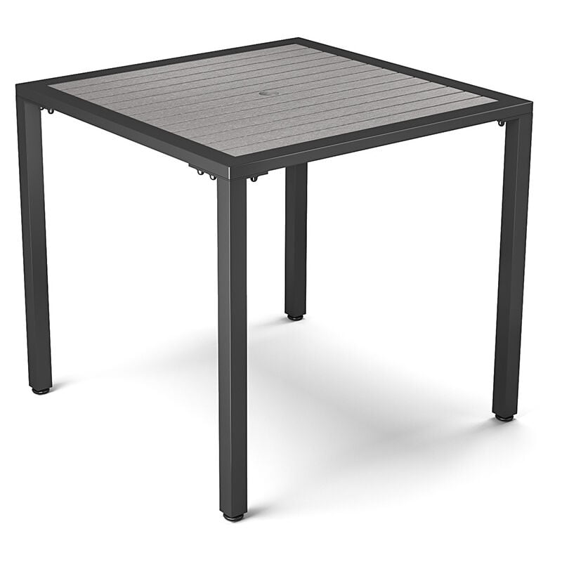 Grey 80cm Square Outdoor Dining Table with Parasol Hole