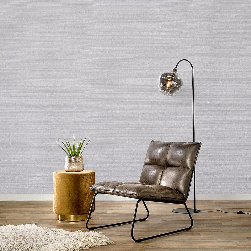 Livingandhome - Grey Plain Colour Textured Striped Vinyl Wallpaper Roll