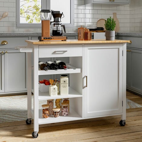Livingandhome Kitchen Storage Trolley Cupboard Shelf Cabinet