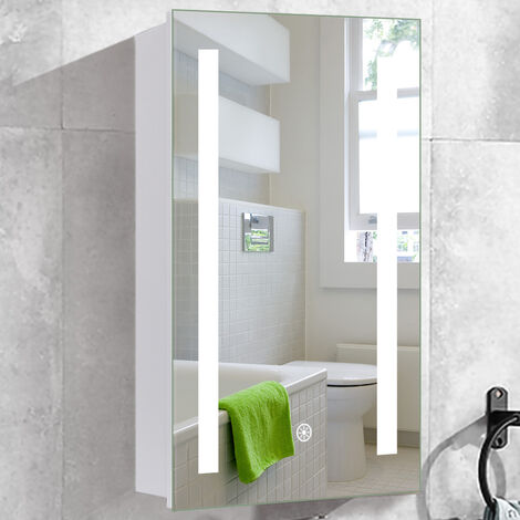 Livingandhome LED Illuminated Anti-fog Wall Mounted Mirror Cabinet Sensor Switch with Shaver Socket,600x800MM