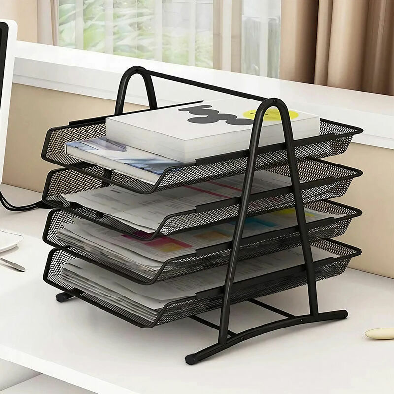 Metal Mesh A4 File Holder Document Tray Rack Desk Organiser