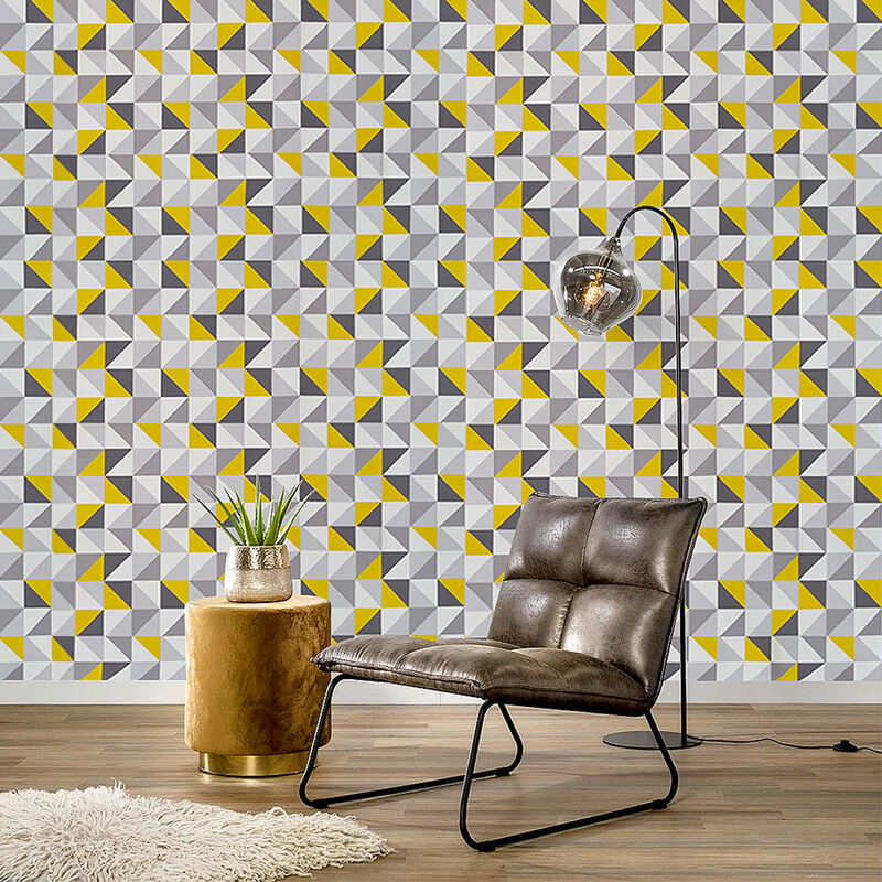 Livingandhome - Modern Geometric Mosaic Squares Wallpaper Roll