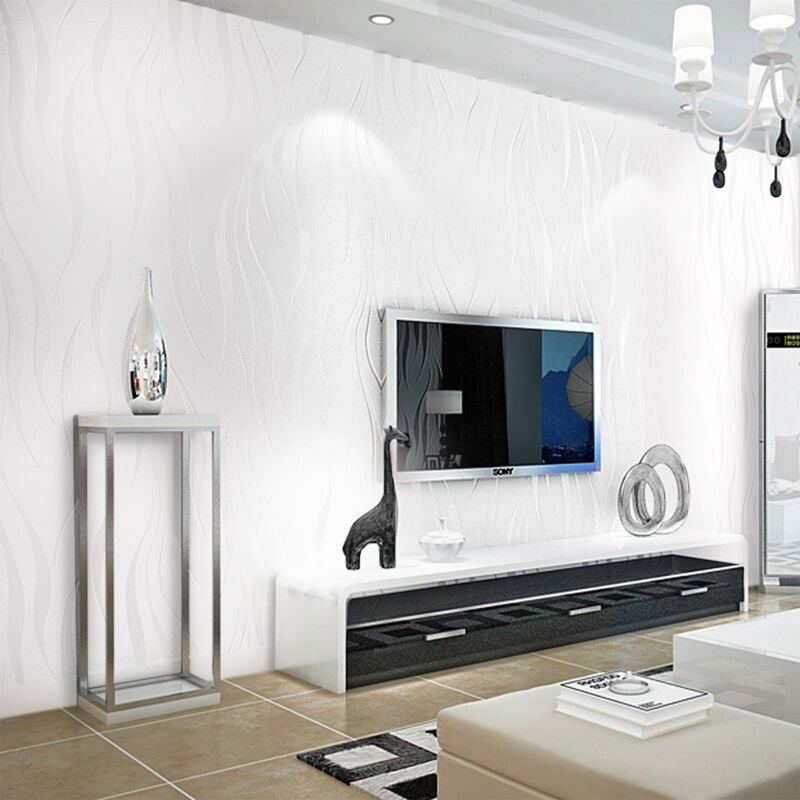 Livingandhome - Modern Non-pasted Wave Wallpaper,Off White