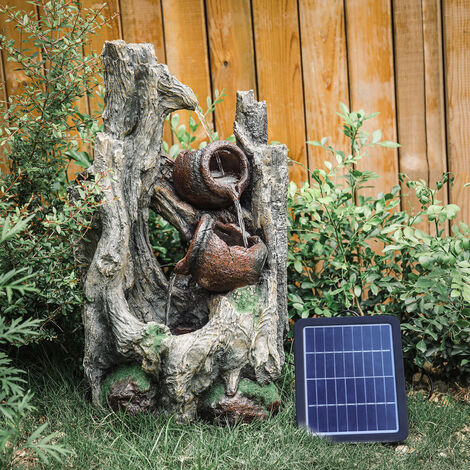 Livingandhome Outdoor Solar Power Polyresin Fountain with LED Lights Pump