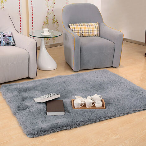 Grey Soft Shaggy Rugs Fluffy Area Rug Carpet Footcloth