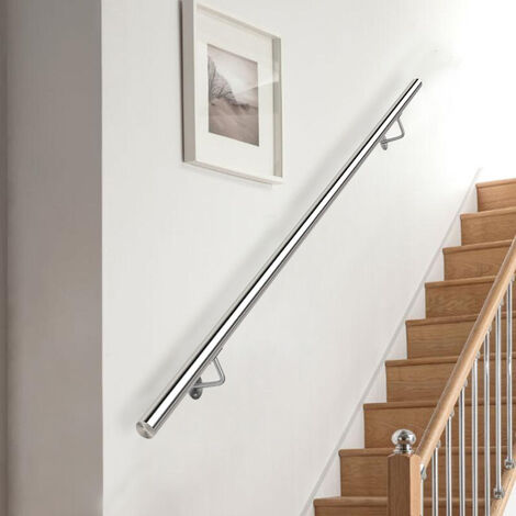 Round Brushed Stainless Steel Bannister Rail Balustrade Stair Handrail