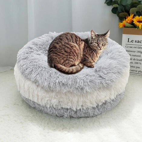 Round Fluffy Faux Fur Plush Pet Dog Cat Cushion Bed