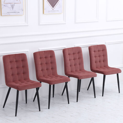Set of 4 Frosted Velvet High Back Dining Chairs