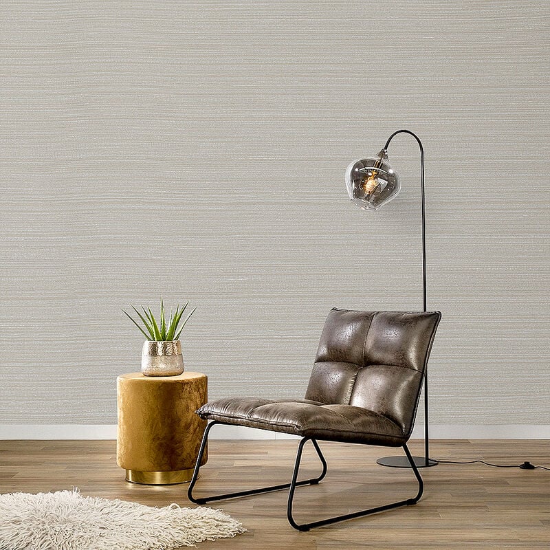 Livingandhome - Yellow Plain Colour Textured Striped Vinyl Wallpaper Roll