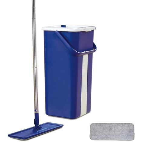 Livington Touchless Mop - Set di lavapavimenti con secchio per strizzare senza piegarsi - mocio per una facile pulizia e mani pulite, secchio da 2,7 l