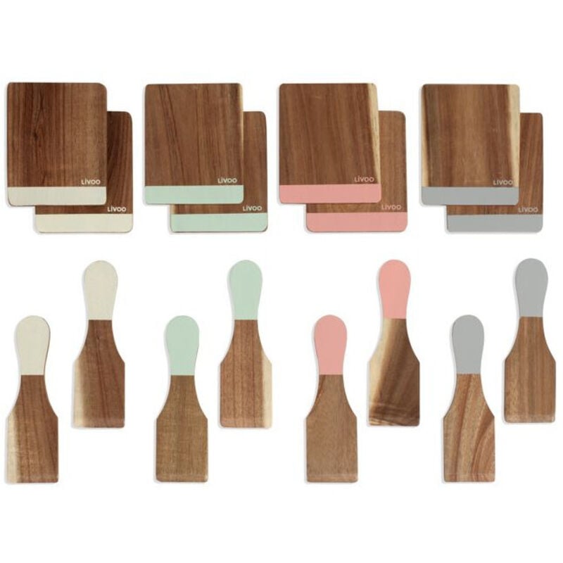 Juego de 8 espátulas + 8 tablas de cortar de madera - MEN427 - livoo -