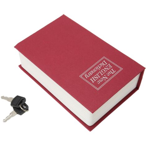 Livre coffre-fort boîte de rangement avec clés en acier inoxydable secret forme cachée pour maison bureau magasin école dortoir rouge