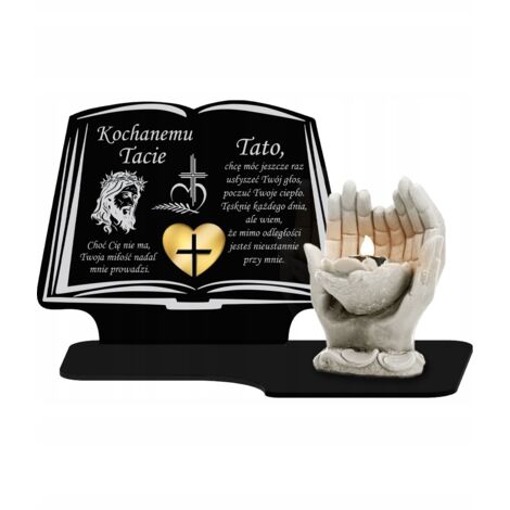 Livre de bougies, figurine LED premium, mains en plâtre, souvenir pour cimetière