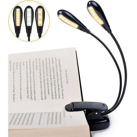 Livre de lampe de lecture mené, lampe de livre de lumière de pince USB rechargeable