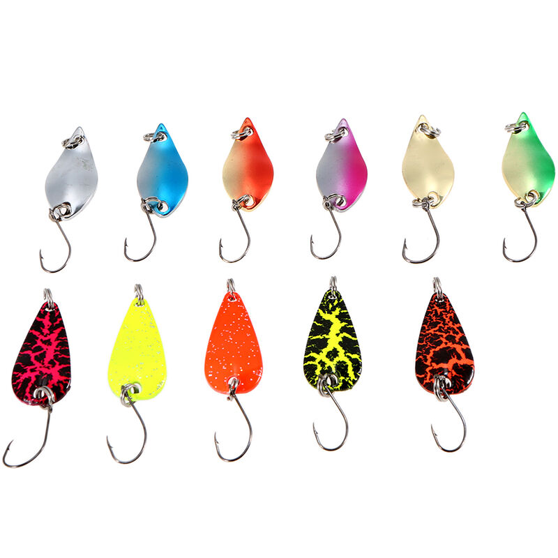 

11 piezas colores mezclados senuelos de Metal de pesca conjunto de senuelos de cuchara senuelo de trucha artificial cebos duros aparejos de pesca