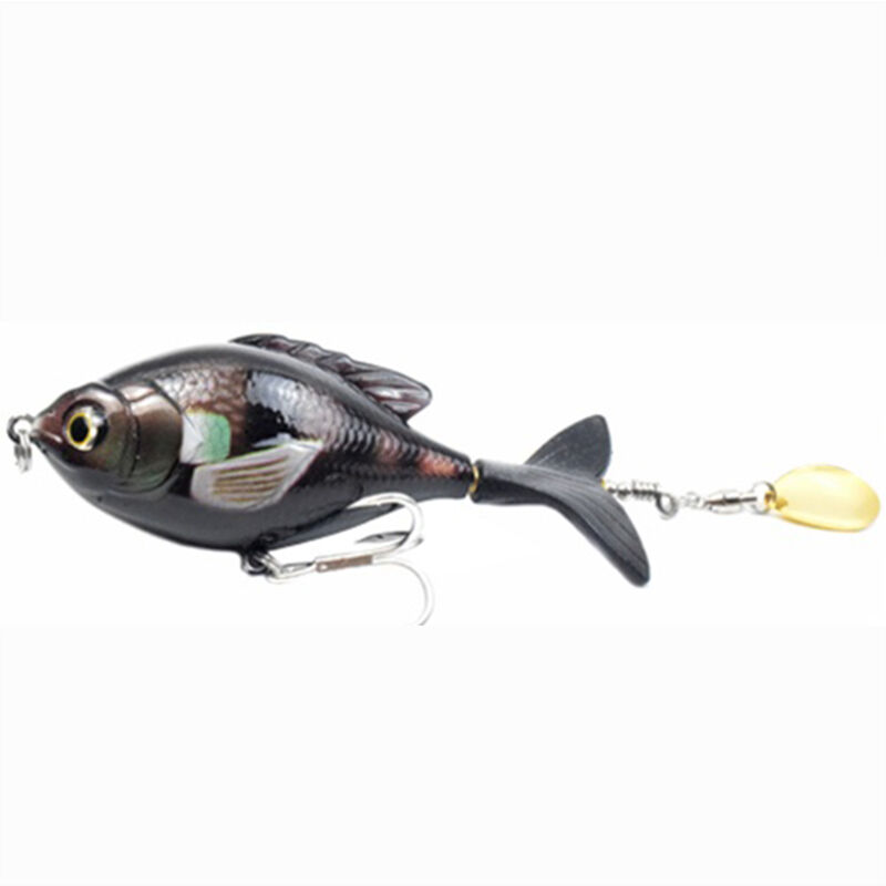 

3.7in / 0.60oz Topwater Wobbler Bait Pez dorado realista Crankbait artificial con cola giratoria Hard S Natacion Accion Senuelo de pesca Cola