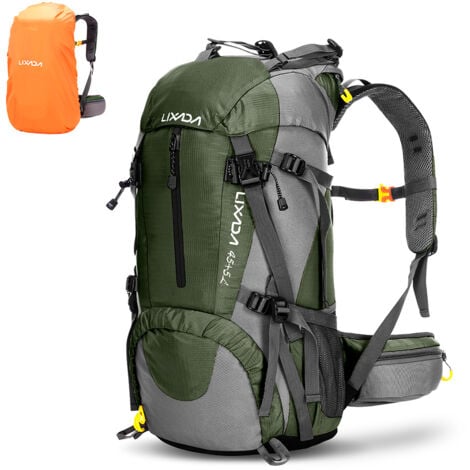 Lixada 50L résistant à l'eau Sport de plein air randonnée Camping voyage sac à dos alpinisme escalade sac à dos Trekking sac à dos avec housse de pluie,Army green