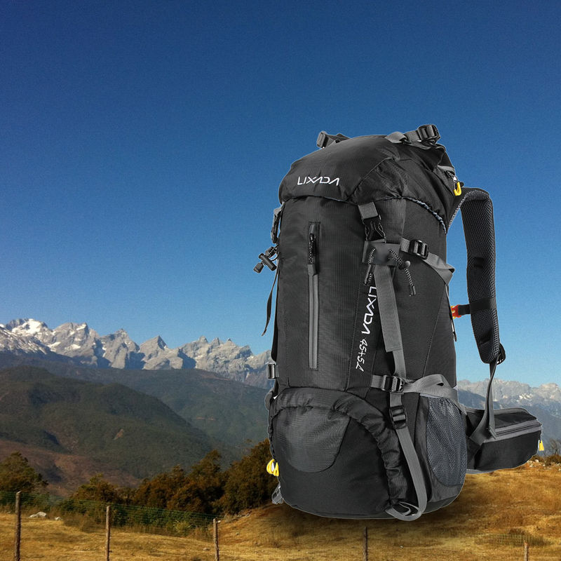 

50L resistente al agua Escalada acampar al aire libre Mochila Paquete Mochilero Montanismo Trekking Bolsa, Negro - Lixada