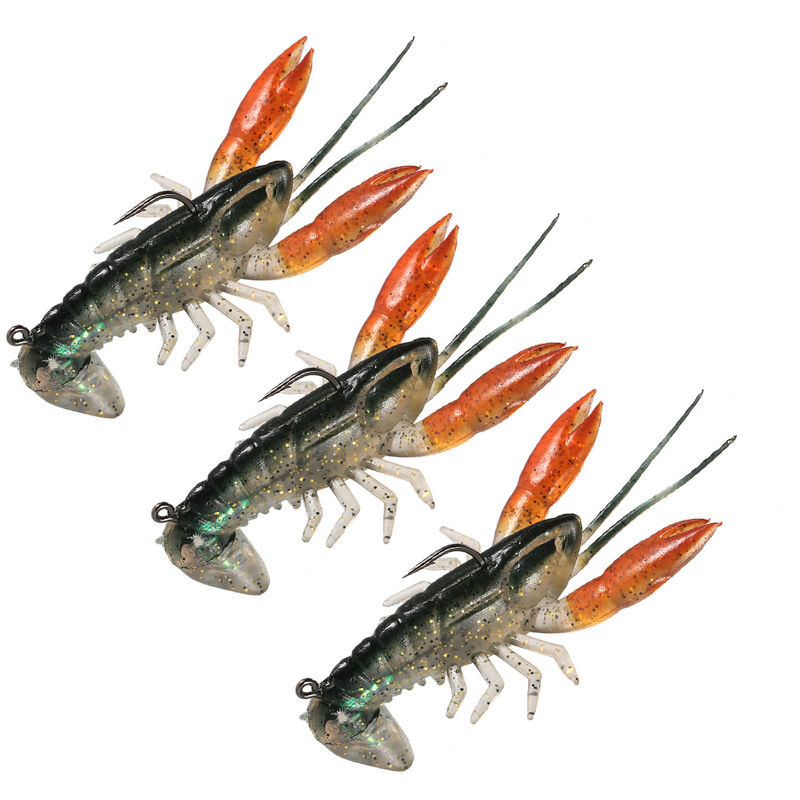 

8cm / 14g Soft Crawfish Shrimp Langosta Claw Bait Senuelo artificial Swimbait,3 piezas - Lixada