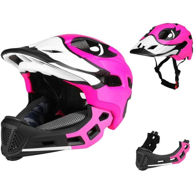 

casco de cara completa desmontable para ninos, casco de seguridad deportivo para ninos, para ciclismo, monopatin, patinaje sobre ruedas,Rosa - Lixada