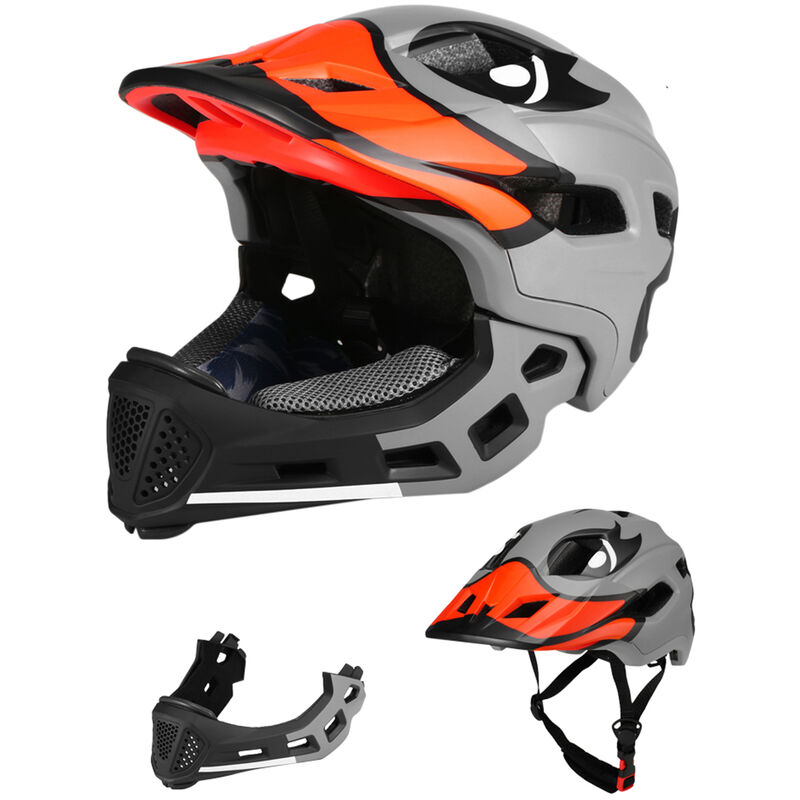

casco de cara completa desmontable para ninos, casco de seguridad deportivo para ninos, para ciclismo, monopatin, patinaje sobre ruedas,Gris - Lixada