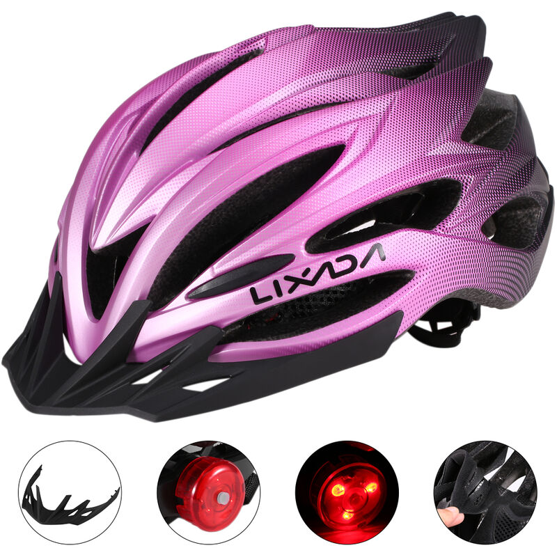 

Casco de ciclismo transpirable con luz trasera Visera de sol Mujeres Hombres Casco de seguridad ligero Casco de bicicleta para bicicleta de montana