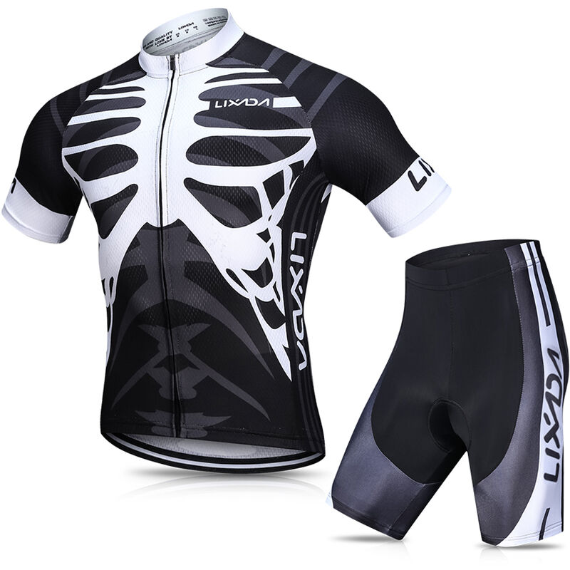 

Conjunto de maillot de ciclismo para hombre Camiseta de ciclismo de manga corta transpirable de secado rapido con pantalones cortos acolchados de gel