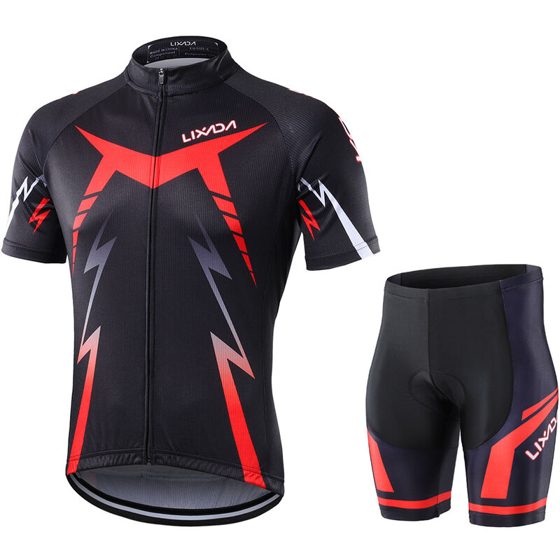 

Conjunto de ropa de ciclismo Camiseta de ciclismo Shorts Conjunto de manga corta de bicicleta con proteccion de cojin,Rojo, XL - Lixada