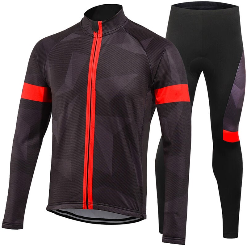 

conjunto de ropa de ciclismo de lana termica de invierno para hombre, chaqueta de jersey de ciclismo a prueba de viento de manga larga con pantalones