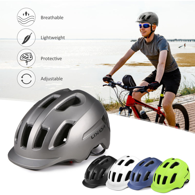 

Mountain Bike el casco con visera ajustable Ultraligero MTB del casco de ciclista, Plata - Lixada