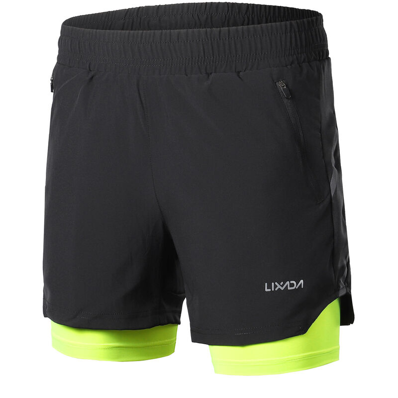 

Pantalones cortos para correr Lixada 2 en 1 para hombre, pantalones cortos de ciclismo de maraton, de secado rapido, transpirables, para ejercicio,