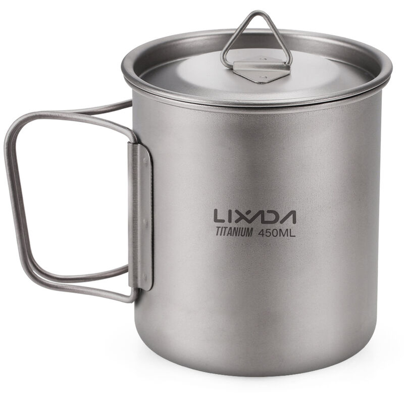 

Taza de titanio ultraligera para exteriores, portatil, para acampar, picnic, taza de agua con asa plegable, 300 ml / 350 ml / 420 ml / 550 ml / 650