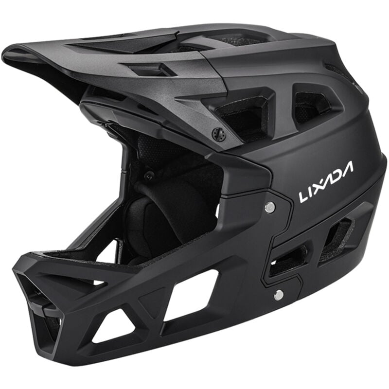 Lixada Casque tout-terrain de vtt, casque de descente de course, casque intégral adulte, Noir,L