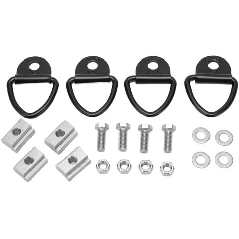 LKW-Schienen-T-Nut-Anker - 4 Stück - 3/8-16 Edelstahl-T-Mutter - 1500 lb Dreieckiger D-Ring